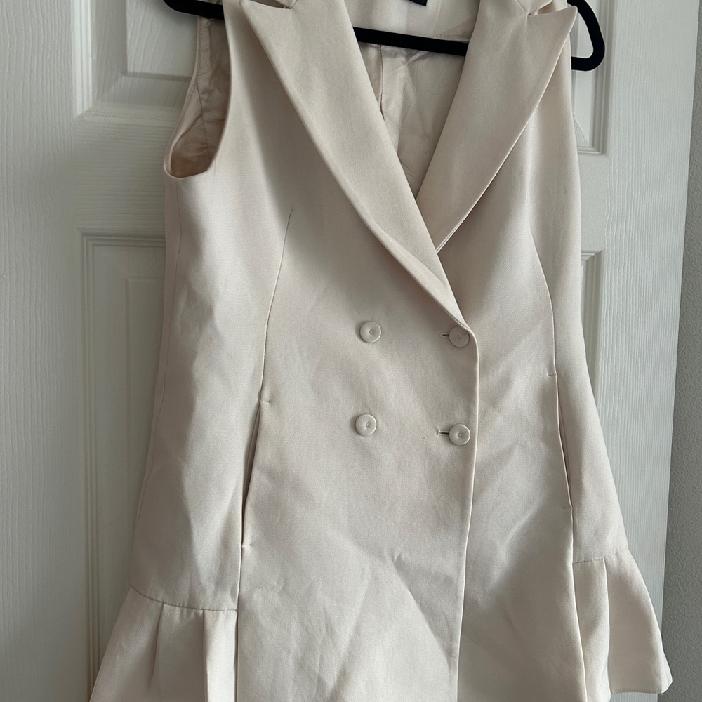 Zara Cream Double-Breasted Vest